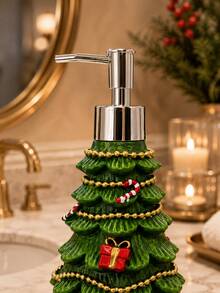 1pc Christmas Tree Shaped Soap Dispenser, Refillable Liquid Hand Soap And Lotion Pump Bottle, Holiday Bathroom Decor, Suitable For Vanity, Kitchen Countertop, Christmas Home Decor And Gift - Christmas Tree Travel Bottle Set - View 5
