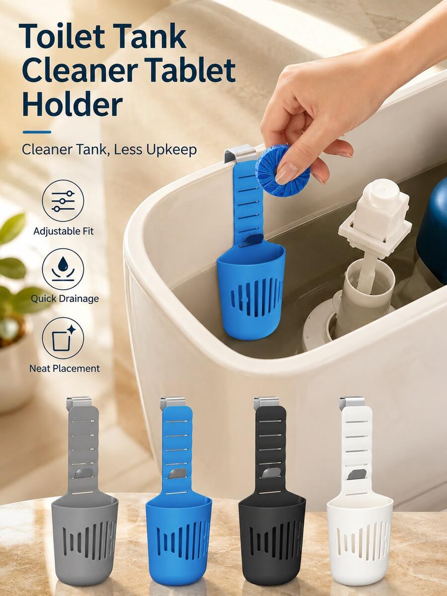 Adjustable Toilet Tank Cleaner Holder, Bathroom Toilet Cleaning Tablet Dispenser, Easy Install Toilet Cleaner Storage Rack, Home Bathroom Accessories, Practical Toilet Tank Cleaning Tool