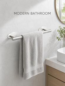 Bathroom Towel Rack, Bathroom Accessories, Self-Adhesive Towel Rack, Wall-Mounted Bathroom Towel Rack, Bathroom Storage, Towel Hook, Bath Towel Rack, Bathroom Shelf, Bathroom Furniture, Toilet, Shower Storage, Towel Rack, Bathroom Decor - View 6