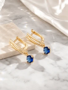 1 Pair French Luxury Vintage Colorful Pendant Hoop Earrings, Double ...