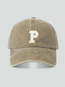 1pc Unisex Vintage Washed Baseball Cap A-Z Letter Print Pattern, Multiple Vintage Colors Available, Soft Texture Adjustable Dad Hat - Khaki - View 10