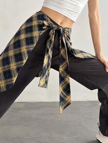 Plaid Waist Apron, Lightweight Layered Hip Coverage, Suitable For Yoga, Dance, Fitness, Workout, Pilates And Casual Sports Wear - Multicolor - View 10