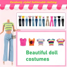 6/8/10/12/14 Pcs Random Fashion Doll Clothes Set, Fit For 11.5 Inch Doll, Include 3/4/5/6/7 Pcs Tops And 3/4/5/6/7 Pcs Pants, Great Gift For Kids, High Quality, Suitable For Children, Doll Not Included - Multicolor - View 7