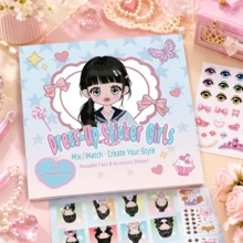 1 buah Buku Stiker Berdandan Lucu untuk Anak Perempuan, Berisi 12 Gaya Stiker Pakaian Kartun Kreatif, Dekorasi Adegan Kartun yang Cantik dan Menggemaskan, Mainan Edukatif untuk Anak Perempuan - mencampur - View 1