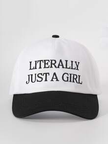 1pc Embroidered "LITERALLY JUST A GIRL" Colorblock Baseball Cap, Adjustable Trucker Hat, Sun Protection Casual Cap For Spring/Autumn Travel, Beach Vacation, Men's Y2K Style Youth Hat - Baseball Cap - View 22