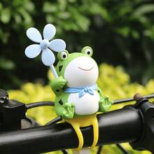 Creative Cartoon Frog Windmill Hanging Ornament, PVC Material (Silicone Strap/No-Trace Sticker) 2 Styles Available, Suitable For Bicycle, Electric Scooter, Motorcycle, Car Interior Decoration Small Accessory - Frog Windmill Toy - View 4