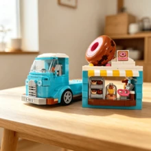 Street Scene Food Truck Building Block Model, Built-In Miniature Working Scene, Detailed Realistic Restaurant Scene Display, Exquisite Desktop Ornament Bedroom Decor, 3D Adult Stress Relief Assembly Toy, Christmas Gift, 400+PCS - Multicolor - View 12