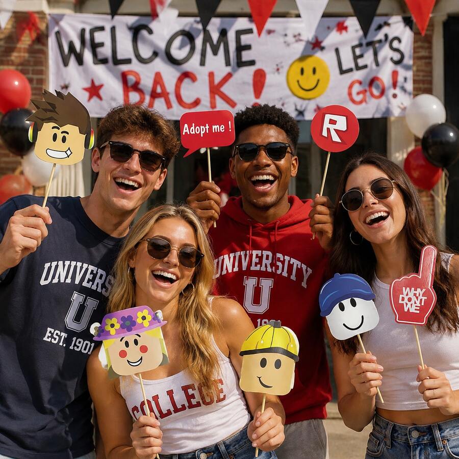Roblox 12pcs Party Photo Props Set, 5.12 Inch Adopt Me Theme Hollow Cards, 12 Vibrant Color Styles, Durable Cardstock Material, Clear Printing, Lightweight & Reusable, Suitable For Birthday Parties, Themed Events, Photo Booths And Family Gatherings - A - View 1