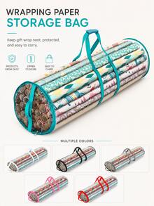 A Space-Saving Christmas Wrapping Paper Storage Bag Featuring A Clear Window And Handles; Dust-Proof And Durable, It Is An Ideal Storage Solution. This Clear Bag Is Perfect For Organizing Holiday Supplies In Your Closet. Gift Wrapping And Storage. - Multicolor - View 2