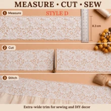 White Lace Sewing Trim, 5 Yards Polyester Floral Lace Ribbon, Decorative Wavy Edge, Suitable For Crafts, Weddings, Gift Wrapping And Clothing - White - View 6