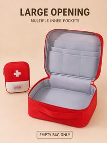 1pc Portable Travel Storage Organizer Bag, Large Capacity Folding Zipper Pouch With Handle And Inner Compartments, Empty Bag Only, For Home, Travel - Multicolor - View 2