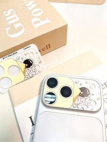 1片 9H 硬度相機鏡頭保護膜,相容 iPhone 18 17 Pro Max,後鏡頭防摔防爆 無氣泡 自動吸附 易安裝 防刮 保護膜,卡通宇宙星星太空人印花圖案保護膜配件 - 無色 - 查看 5