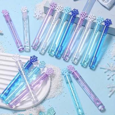 12/24/36/48pcs Snowflake Bubble Wands | No Liquid, Holiday Wedding Party Supplies, Perfect For Kids Party Favors, Treasure Box Toys, Easter Basket Fillers, Piñata Fillers, Classroom Toys, Birthday Gifts, Outdoor Toys, Bulk Gifts, Mixed Colors