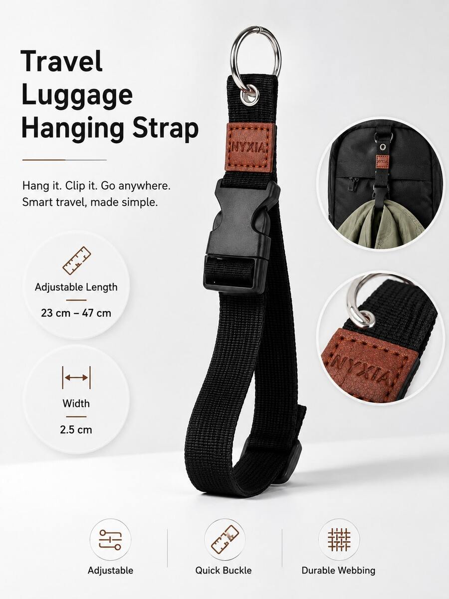 NYXIA 5/4/3/2/1pc Quick-Release Luggage Straps, Travel Backpack External Fixing Straps, Portable Jacket Hanger, Suitable For Suitcases And Carry-On Luggage - Black - View 1