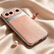Pink New Luxury Litchi Texture Large Window Perforated Protective Case, Full Coverage Anti-Drop Anti-Slip Wear-Resistant Solid Color Soft Shell, High-End Matte Texture Anti-Fingerprint Anti-Sweat Phone Protective Cover, Precise Cutouts Compatible With All Transsion Models, Compatible With Infinix SMART 5 2021 India Version, SMART 6/6 PLUS With Fingerprint Hole, SMART 7, SMART 8, SMART10 - Pink - View 4