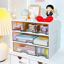 1 pièce Boîte de rangement à tiroir empilable blanche - Boîte de papeterie à tiroir lisse de grande capacité, convient pour le bureau de dortoir, option 1/2/3 tiroirs, Boîte de rangement gain de place, peut ranger ruban adhésif, notes autocollantes, cahiers, stylos, artisanat et plus - Multicolore - Voir 6