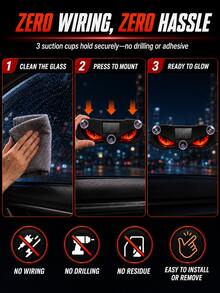 XF.Meraki Solar Demon Eye LED Window Light, LED Lights,Car Decoration,300mah,Waterproof Wireless Dynamic Warning Lights, For Car Windshield And Rear Window Decorative Ambient Lights,Car Accessories,Women's Car Accessories - A - View 7