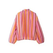 Seelio Autumn New Women's European And American Style Striped Flight Jacket - Multicolor - View 3