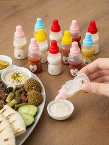 12/6/4/2pcs Bear-Shaped Squeeze Bottles, Sauce Dispenser, Portable Condiment Container, Lunch Box Accessory, Kitchen Gadget, Suitable For Ketchup, Honey, Salad Dressing, Chili Sauce - Multicolor - View 1