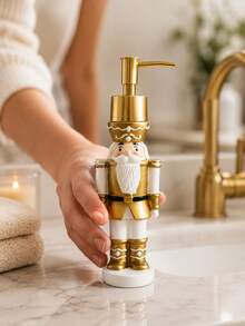 1pc Nutcracker Soap Dispenser, Christmas Liquid Hand Soap Bottle With Pump, Refillable Lotion Pump For Bathroom Vanity Kitchen Countertop, Holiday Home Decor Christmas Gift - A - View 3