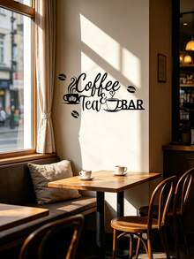 1pc CIFbuy Metal Coffee Bar Wall Decor - Rustic Iron Sculpture With "Coffee Tea Bar" Text And Leaf Pattern, Kitchen, Bar, Cafe Decoration, Unique Gift Idea, High-Quality Craftsmanship Kitchen Decor - Black - View 6
