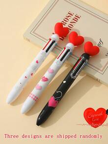 1pc Random Heart-Shaped Ballpoint Pen With Six Colors Back To School - Multicolor - View 7