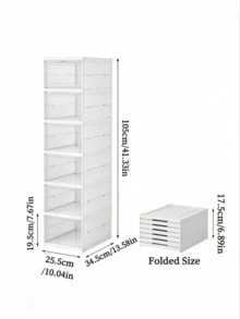 6‑Tier Foldable Shoe Cabinet - Flip‑Top Practical Plastic Shoe Cabinet, No Assembly Required, Vertical Stackable Design, Space‑Saving, Stable Structure, Vertical Shoe Rack, Suitable For Homes, Apartments, Dormitories And Shops - Multiple Specifications - View 12