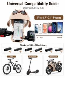 Dudukan Ponsel Sepeda yang Dapat Diatur 360°, Pelindung Matahari Tahan Air Bergaya Helm, Cocok untuk Sepeda Listrik dan Sepeda Biasa - A - View 9