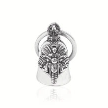 1pc Punk Vintage Style Bell, Zinc Alloy Embossed Pattern, Lucky Amulet Pendant. Suitable For Motorcycle, Bicycle, Pet, Backpack, Key Chain Decoration - Multicolor - View 8