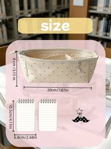 Star Print Canvas Pencil Case Set, Aesthetic Large Capacity Student Stationery Storage Bag. Set Includes 1 Pencil Case, 2 Spiral Notebooks And 1 Cute Charm. - Sets - View 3