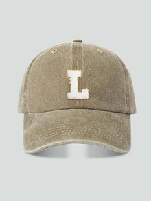 1pc Unisex Vintage Washed Baseball Cap A-Z Letter Print Pattern, Multiple Vintage Colors Available, Soft Texture Adjustable Dad Hat - Khaki - View 18