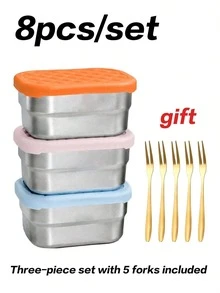 1pc 8oz Stainless Steel Snack Containers With Silicone Lids, Leak-Proof Small Food Storage Boxes, Reusable Metal Lunch - Multicolor - View 15