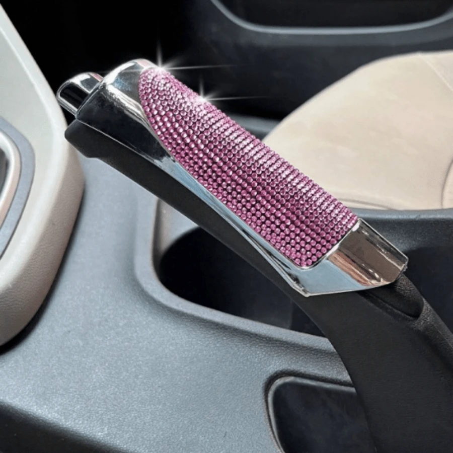 1pc Pink Rhinestone Handbrake Cover, Gift For Friends