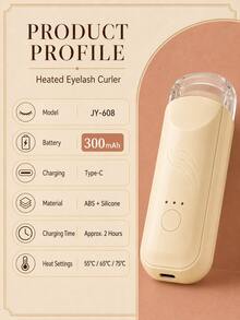 300mAh Rechargeable Heated Eyelash Curler, 3 Temperature Settings 55°C/65°C/75°C, Type-C Electric Lash Curler With Wide Curved Clamp For Daily Eye Makeup - Multicolor - View 11