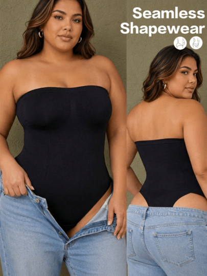Oillpretty 1 buah Bodysuit Bandeau Tanpa Tali Tanpa Jahitan Ukuran Plus Wanita, Korset Pengikat Perut yang Kuat Tanpa Jahitan dengan Dukungan Nyaman dan Pengangkat Bokong, Kulit Halus untuk Lekuk Tubuh yang Ramping, Gaun Pengantin Tanpa Punggung Musim Panas, Gaun Malam, Perjalanan, Pesta, Halloween, Pakaian Pembentuk Tubuh Pasca Melahirkan