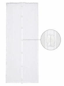 1pc White Striped Magnetic Sheer Curtain, Lace Embroidered Edge, Vertical Stripe Design, Multi-Functional Insect-Proof Room Divider Curtain, Suitable For Living Room Bedroom Kitchen, Self-Adhesive Washable Door Curtain - Multiple Styles and Colors - View 10