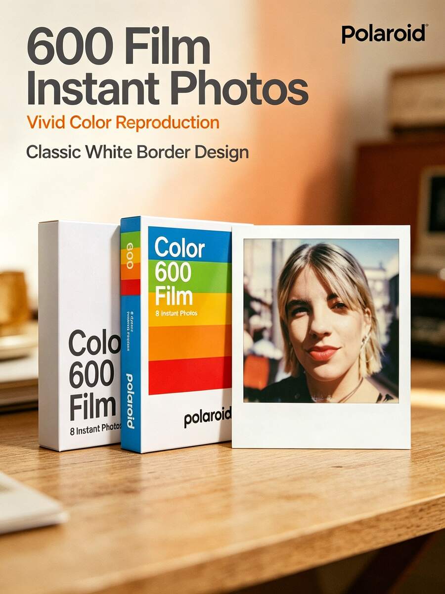 Polaroid 600 Film Camera Instant Film, Vivid Colors, Retro White Border Design, Stable Development, Suitable For Everyday Recording And Creative Shooting. Color 600 Film (White Border). - Color 600 Photo Paper (white Frame) - View 1