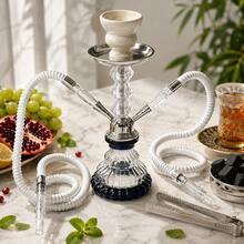 Complete Hookah Set, Dual Hose Glass Hookah Pot Combination, Portable Hookah, Includes Hookah Bowl And Full Set Of Accessories, Suitable For Home, Bar, Party Scenes - White - View 4