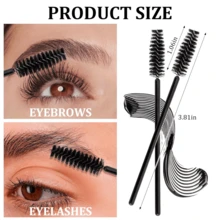 500/200/100/50 chiếc cọ lông mi đen, đầu cọ mascara, lược chải lông mi và lông mày, cọ trang điểm mini - màu đen - Xem 6