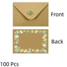 100Pcs Plant Printed Kraft Paper Envelopes,2 Styles Optional,Cactus Lily Of The Valley Decorative Mailing Envelopes,Retro Brown Paper Envelopes For Greeting Card Letter Invitation Gift Packaging Stationery Supplies - Lily Of the Valley - View 8