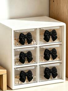 White Multi‑Compartment Storage Box With Pink Bow Decor,6‑Grid &9‑Grid Desktop Organizer,Multifunctional Storage Case For Cosmetics, Stationery,Bedroom Sundries, Student Desk Supplies, Pen Holder,Small Office Accessories&Toiletry Organizer Home Decor - Multicolor - View 9