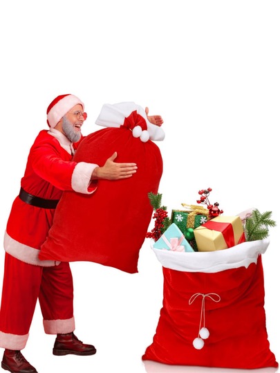 1pc Extra Large Velvet Santa Claus Gift Bag With Drawstring And Pom Pom, Santa Claus Gift Bag, Christmas Holiday Party Decoration, Christmas Gift Storage Bag