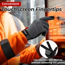 1 Pair High Sensitivity Touchscreen Work Gloves, Wear-Resistant Shock-Absorbing Padding, Adjustable Wrist, Suitable For Multiple Work Scenarios, Construction And Gardening - Red - View 3