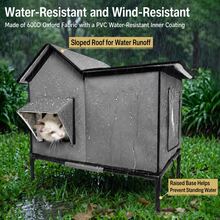 1PC Weather-Resistant Outdoor Cat House With Detachable Elevated Frame, Waterproof 600D Oxford Fabric, Thermal Reflective Aluminum Foil & Transparent Viewing Window For Garden Patio Use, For Multi-Cat Families, All-Weather Durable & Comfortable - L - View 2