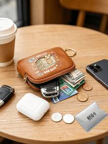 Cute Cartoon Bear Pattern Mini Coin Purse, Multi-Functional PU Leather Keychain Wallet With Card Slots, Portable Change Holder For Daily Use - Multicolor - View 5