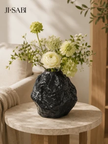 1pc Textured Rock Vase, Wabi-Sabi Style Asymmetrical Stone Shape Vase, Minimalist Ins Style Desktop Vase, Suitable For Dried Flowers And Fresh Flowers, Home Living Room Bookshelf Decoration, 3 Colors Available - Rock Vase - View 8