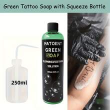 Concentrated Dilutable Green Tattoo Cleaning Soap, Gentle Non-Irritating Tattoo Cleaning Solution, Complete Set With 150ml And 250ml Squeeze Bottles, Suitable For Daily Use In Tattoo Shops - Multicolor - View 3