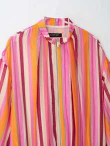 Seelio Autumn New Women's European And American Style Striped Flight Jacket - Multicolor - View 5