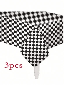 Taplak Meja Pesta Motif Kotak-kotak Hitam Putih, Bahan PE, Tahan Air dan Minyak, Cocok untuk Pesta Ulang Tahun dan Berbagai Dekorasi Pesta Bertema Mobil, Ukuran 54*108 Inci, Juga Cocok untuk Penggunaan Natal - Kotak-kotak hitam dan putih - View 12