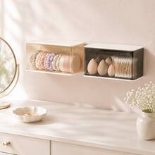 Foldable Storage Box, Wall‑Mounted Organizer Box, Multifunctional Bathroom Vanity Counter Storage Rack, Hanging Makeup & Toiletry Container For Washroom Sink, Bathroom Desktop & Wall‑Mount Organizer For Skincare Accessories And Household Sundries - Multicolor - View 7